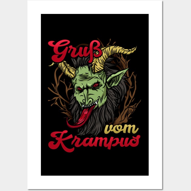 Gruss vom Krampus - Christmas Winter Devil Gift Wall Art by biNutz